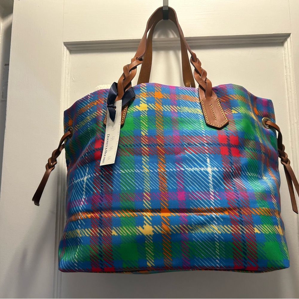 Dooney and Bourke Multicolor Plaid Large Tote Bag - NWT with Dust Bag included - Picture 3 of 15
